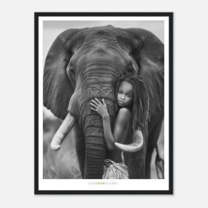 Girl hugging elephant-poster