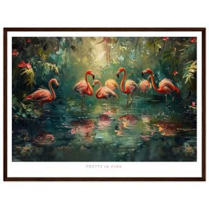 Flamingos in Water Art
