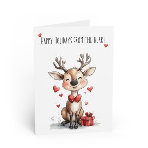 Whimsical Christmas Card | with Cute Reindeer Illustration | Holiday Greeting Card